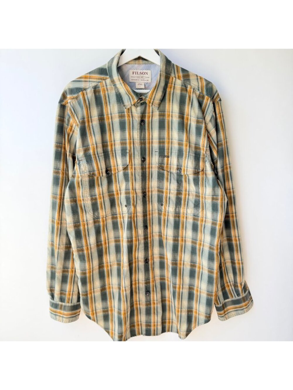 Filson Twin Lakes Sport Shirt Men’s L Plaid Long Sleeve Outdoor Fishing Hiking *